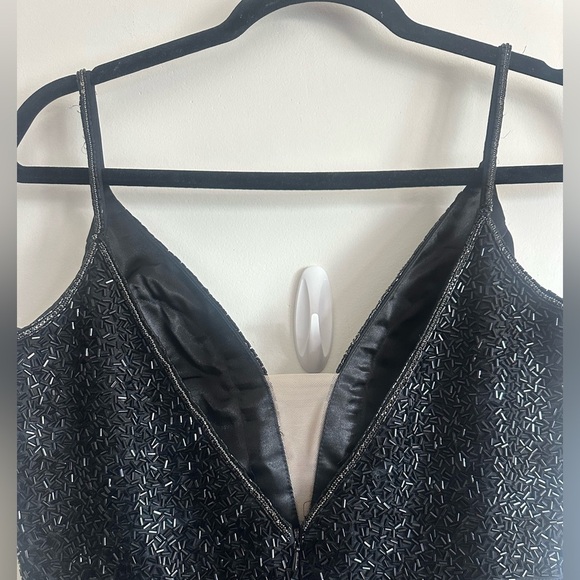 Sherri Hill Beaded A Line Whimsical Black Gown Size 10 - Picture 5 of 10